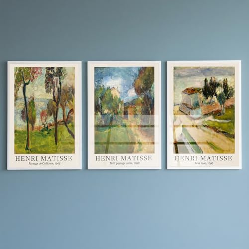 PWAAHDC Henri Matisse Wall Art Set of 3 – 40x60 cm Unframed Abstract Posters, Vintage Pictures Prints, Landscape Artwork for Home Décor Walls