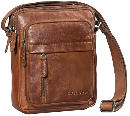STILORD Ivano Kleine Umhängetasche Herren Leder Crossbody Bag Männer Echtleder Tasche zum Umhängen Messenger Bag Kompakte Herrentasche für 10,9 Zoll Tablet Farbe:maraska - braun