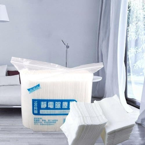 Disposable Electrostatic Dust Removal Mop Paper 100pcs for Home Cleaning Cloth, Works on Floors, Ceilings, Walls, Furniture and Cars