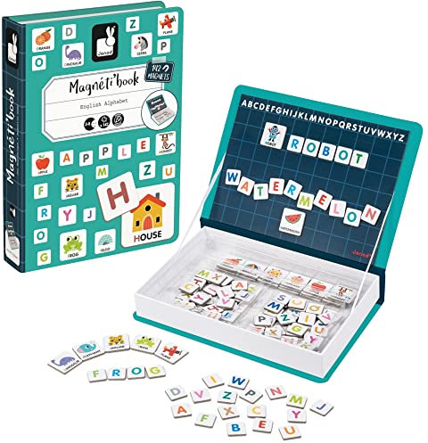 Janod J02712 Magneti'Book Alphabet Educational Game, English Version, Türkis