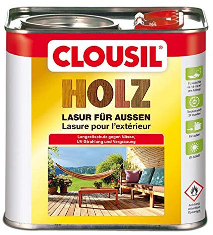 CLOUsil Holzlasur Holzschutzlasur für außen nussbaum Nr. 4, 2.5L: Wetterschutz, UV-Schutz, Nässeschutz und Schimmel für alle Holzarten - in verschiedenen Farben