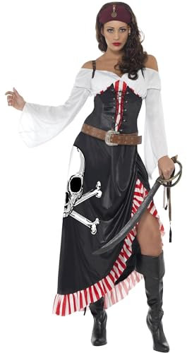 Smiffys Heißblütige Säbelrasslerin Kostüm, Schwarz, mit Oberteil, Rock und Gürtel