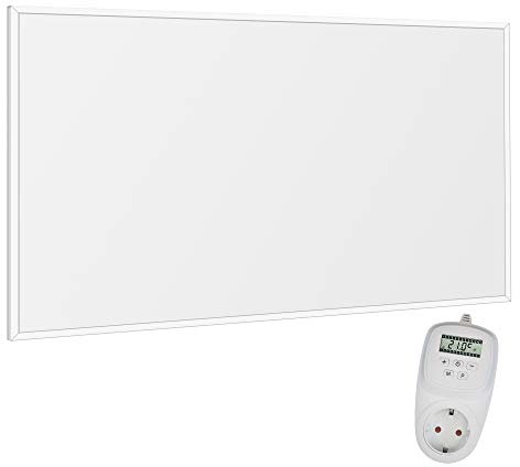 VIESTA® Infrarot Wandheizung mit Thermostat [INKL. TH12 THERMOSTAT] – Infrarotheizung Wandmontage Heizkörper – Carbon Crystal Infrarotheizung – Paneel Badezimmer geeignet – (Modell F600-600W)