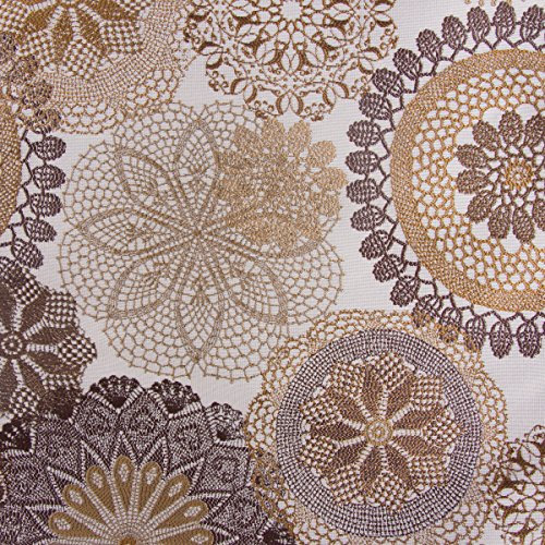 Möbelstoff Polsterstoff Dekostoff Doily Mandala Blumen braun 1,40m Breite