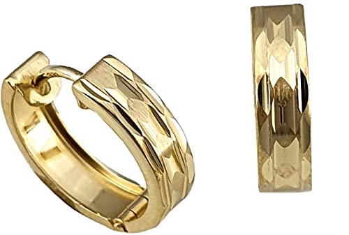 Klappcreolen Creolen Gold 333 diamantiert 15 mm Gelbgold 8 Karat Ohrringe