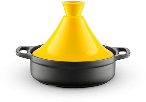 XCXDX Tagine di Ceramica Marocchina, Casseruola con Manico, Stufato di Vapore A Colori Vivaci, Salutare Pentola A Micro-Pressione Yellow M