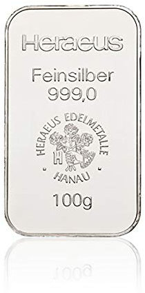 100g Silberbarren Heraeus im Blister