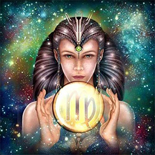 ABEUTY 5D Diamond Painting DIY Full Drill Strasssteine, Sternzeichen Jungfrau, Malen mit Diamanten, Kristall-Diamant-Kunst-Kits (Jungfrau)