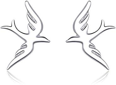 AMTBBK 925 Sterlingsilber-Anti-Allergie-Damen-Ohrringe, Smart-Vogel-Tier-Design Ohrstecker, Für Mädchen Mit Empfindlicher Haut, Mamma/Freundin/Geliebte