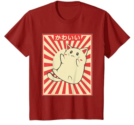 Gatto Giapponese d'Epoca Kawaii Cat Lover Meowing Maglietta