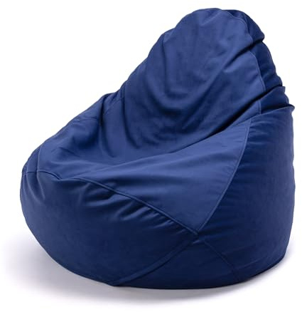 Ecopuf Fuzzy - Sitzsack Pouf Sessel Sack aus Mikrofaser - Hocker zum Sitzen - Puff Sessel Relax - Pouf Sack mit Polystyrolkugelpolsterung - Wohnungseinrichtung - 80x110 cm - Blau A15