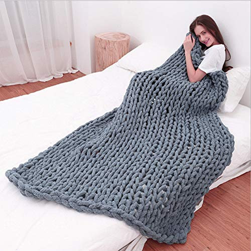 YUANP Zopfmusterdecke Gestrickte Decke Großer Knoten Dicke Strickdecke Couchdecke Zopfmuster Graue Decke Für Gewebte Strickdecke,Grey-60 * 60cm