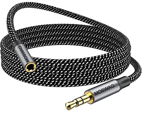 MOSWAG 1M Cable de extensión de audio macho a hembra de 3,5 mm Adaptador de extensión estéreo Cable de nailon trenzado Compatible con estéreo de automóvil, teléfonos inteligentes, auriculares