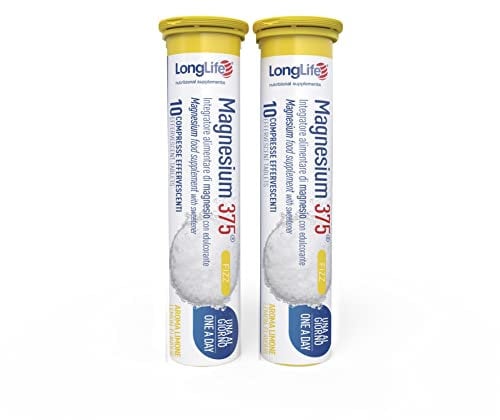 LongLife Magnesium 375® Fizz | Integratore di Magnesio ad alta biodisponibilità | 20 compresse effervescenti | Gusto Limone | Doping Free, Gluten Free e Vegan