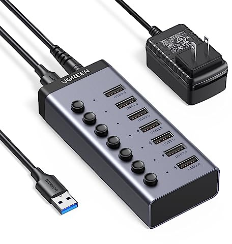 UGREEN Powered USB Hub 3.0, 7-Ports USB Adapter with 4 Smart Charging Ports