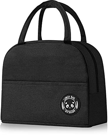 lohey Insulated Lunch Bag, Thermal Lunch Box for Adult Kids, Water-Resistant Small Cool Bag Leak-Proof Lunch Organizer for Work, School, Picnic (Black)