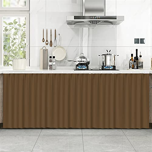 Liveinu Rideaux Armoire pour Armoire de Cuisine, Salle de Bain, Rideau Anti-poussière pour étagères, Panneau Mural,Installation Crochet et Boucle 80x70cm （L x H Marron