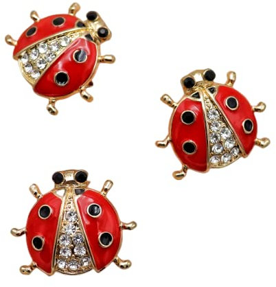Lot de 3 épingles à nourrice en forme de coccinelle en forme d'insecte en émail, Métal, Cristal