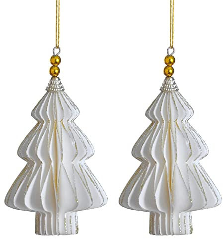 Weihnachtsdeko Baumschmuck -Ornary- 2er-Set Papier 15x17cm Weiss-Gold