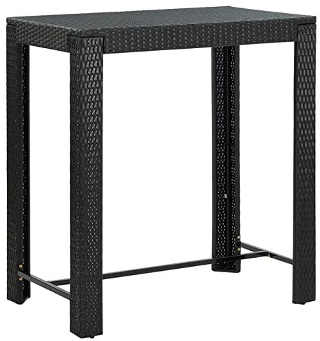 MOONAIRY Garten-Bartisch, Kleiner Esstisch, Bartische & -theken, Bar Tisch, Hochtisch, Stehtisch, Thekentisch, Schwarz 100x60,5x110,5 cm Poly Rattan