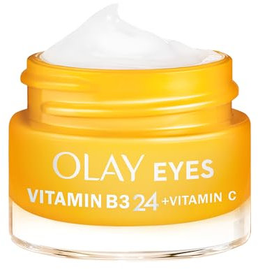 Olay Vitamin B3 24 + Vitamin C Augencreme mit Vitamin B3, Vitamin C & Peptiden für sichtbar hellere Haut, 15 ml
