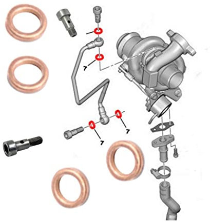 Jeu de 4 Joints et vis banjos TURBO 1.4 1.6 2.0 Hdi TDCi 3M5Q9P431AA 0157.08 0376.56 0376.55