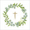 Miss Lovely Kommunions-Servietten Konfirmations-Servietten Kreuz Botanical mit Eukalyptus Kranz/Ranke Kirchliches weiß & grün Fest Kommunion Konfirmation Firmung Taufe Junge & Mädchen 40 Servietten