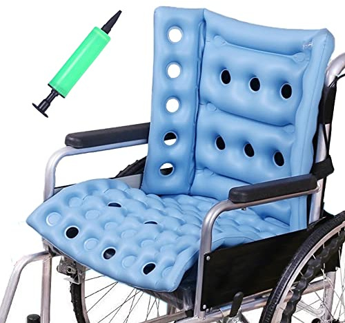 MESINURS Wheelchair Inflatable Seat Cushion with Full Back for Elderly Bedridden Patient, Seat Pad for Back Pain Relief (B)