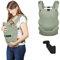 Babymoov Babytrage 2-in-1 Moov & Boost Sage green + Neugeboreneneinsatz - ab der Geburt bis 20kg, von einer Physiotherapeutin entworfen