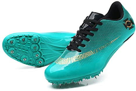 Track Spikes Schuhe Herren Damen Spikes Track Schuhe Jugend Leichtathletik-Wurfschuhe Hochsprung Laufen Sprint Spikes Schuhe Racing Laufschuhe Leicht Atmungsaktiv, Blau, 43 EU