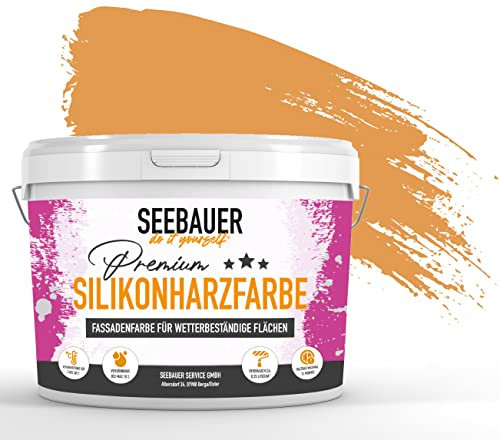 SEEBAUER diy® Silikonharzfarbe Orange Fassadenfarbe (No. 514 Tropical Taste 12,5 Liter) Selbstreinigend mit Lotuseffekt