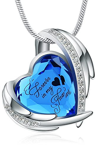 Minicremation Schmuck für Asche, Anhänger – Kristall-Herz-Urnen-Halskette mit Mini-Andenken-Urnen-Gedenk-Asche-Schmuck (blau-für immer)