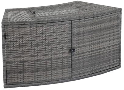 Neka Cache Moteur pour Spa avec Double Porte - Résine Aspect Rotin Tressé - Gris - 121 X 60 X H 55 Cm