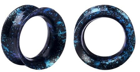 Longbeauty 1 Paar Silikon Ohrpiercing Ohr Tunnel Flesh Expander Stretcher Earlets Plug Gauges Double Flared Weich für Ohrläppchen, Schwarz/Blau, 10MM