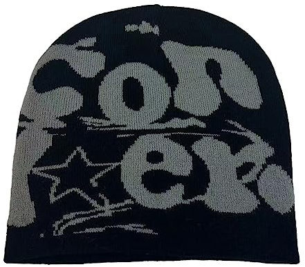 MONOJLY Y2K Hip-Hop-Hut für Herren, Herbst und Winter, Harajuku-Stil, Foto-Requisiten, vielseitige Halloween-Florhaube, Schwarz , 6 3/4/ 7 3/8