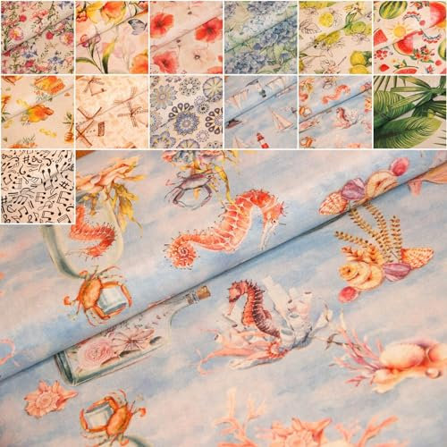 Dekostoffe Bedruckt Meterware - maritimer Stoff, Heimtextilien Blumen, Baumwoll Mischgewebe - Ottomanestoff - Frühlingstoffe *Ab 50cm, Farbe: 032 Unterwasser