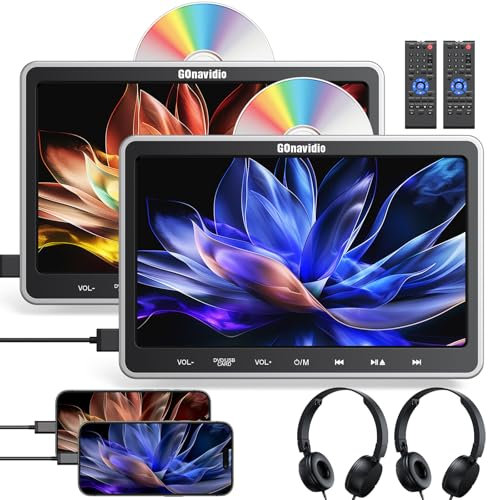 GOnavidio HDMI-in Lecteur DVD Voiture 2 ecrans indépendant,Non Batterie, 10.1 ecran pour Voiture Siege arrière