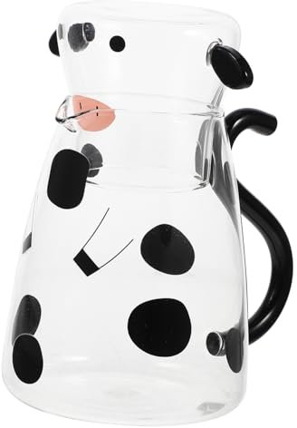 Garneck Cow Glass Water Pitcher Electric Kettle Sister Mug Water Jug Convenient Glass Bottle Home Use