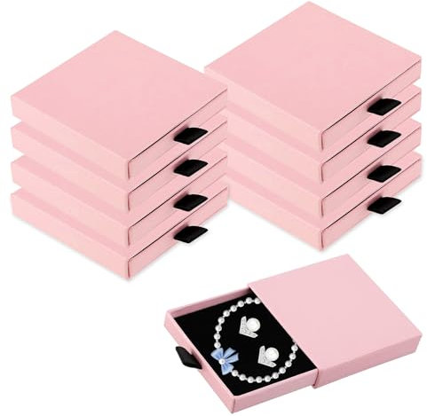 Kapokr 8 Stück Schmuckschatulle Geschenkbox für Schmuck Schmuckbox Klein Schmuck Verpackung Schmuckdose Klein für Armbänder Halsketten Ohrringe Ringe Hochzeit Valentin Geschenk (Rosa)