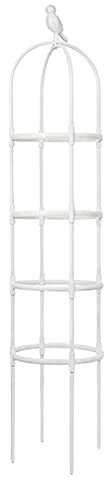 ZHDOKA Treillis Obélisque de 180 Cm de Haut pour Plantes Grimpantes, Tuyau en Acier avec Support pour Plantes en Pot Robuste Recouvert de Plastique, Treillis de Tour de Jardin pour Fleurs,(Blanc)