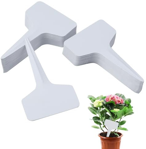 Plant Labels for Outdoor Plants, 100 Plastic Plant Tags 6x10 cm Waterproof Herb Garden Sign White Plant Name Markers T-Type Gardening Accessories for Vegetables Seedling Succulent Flowers