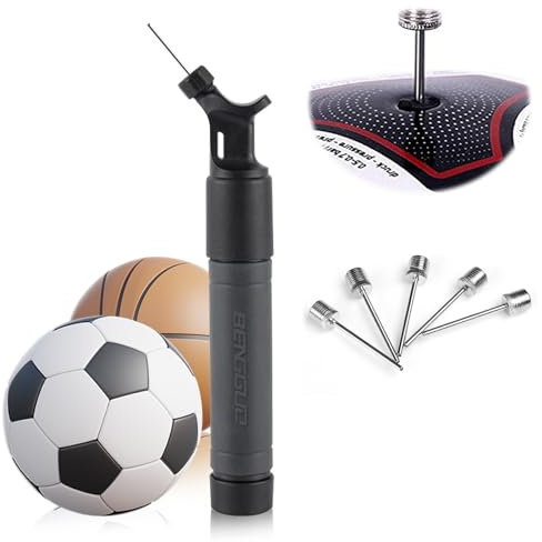 Ball Pump with Needle,Sports Ball Pump Inflator,Sports Stable Ball Pump,Dual Action Hand Held Portable Air Ball Pump,Push & Pull Inflating System,for Rugby Ball,Volleyball,Basketball,Handbal,5 Needles