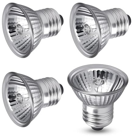 E27 50W Reptile Heating Light Bulb, UVA UVB Turtle Lizards Basking Bulbs, AC 230V, E27 Spot Heat Lamp Sunbathing Bulbs for Aquarium Bearded Dragon Chameleon, 4 Pack