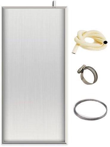 Recuperateur D Eau pour Climatiseur Bac de Drainage de l'eau en Acier Inoxydable Climatiseur, Bac D'égouttage HVAC Kit de Bac de Vidange de Condensat avec Tuyau(83x36cm(32.6x14.1in))