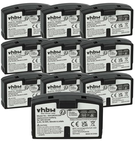 vhbw 10x Akku kompatibel mit Sennheiser Set 50 TV, Set 55 TV, Set 810, Set 500, Set 50 TV Wireless Headset Kopfhörer (60 mAh, 2,4 V, NiMH)