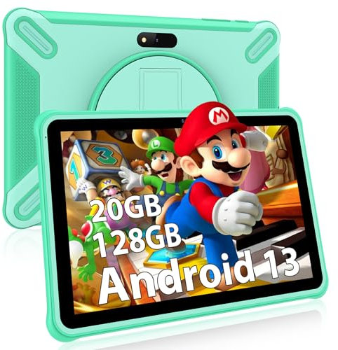 FASTWD Tablet für Kinder 7 Zoll, Android 14 Kinder Tablet 36GB RAM +128 GB ROM (Erweiterbar SD),Spiele, Kindersicherung,1280 * 800 IPS Display,5G WiFi,Bluetooth 5.0,(Grüner)