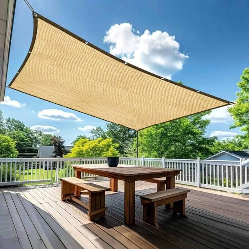 Schattierungsnetz,Schattiernetz mit ösen, 95% Shading Rate UV-Beständiges für Pflanzenschutz Gewächshaus Scheune oder Zwinger，3x4m Beige