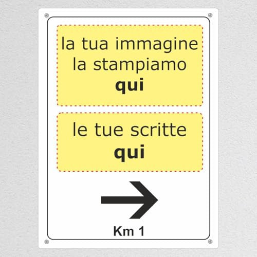 Pubblimania Cartello INDICAZIONI con FRECCE Personalizzato con immagini e scritte a tua scelta. Scegli Alluminio o Metallo con staffe per palo