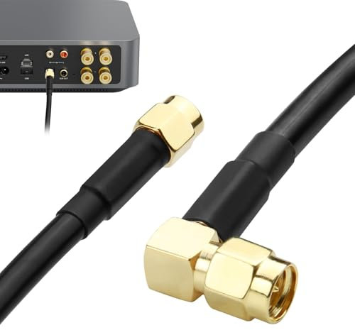 SAT Cavo Dell'Antenna Cavo Coassiale, Cavo SAT, Cavo Antenna TV, Cavo Coassiale Satellitare 1m, Connettore F Maschio a Gomito 90 Gradi, Schermato, per TV (4K, HDTV, UHD), Radio, Internet