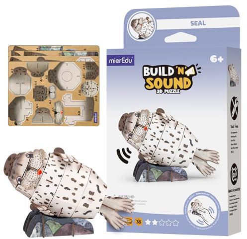 mierEdu - Soundwunder 3D Puzzle Robbe – Spielerisches 3D Puzzle mit Soundeffekt – Robben-Spielzeug für Kinder ab 6, fördert Geschicklichkeit
